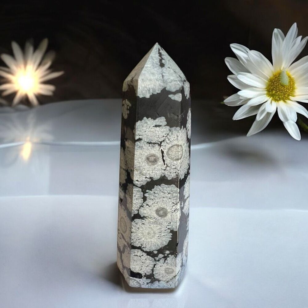 Snowflake Obsidian Crystal Tower‎ (#5)